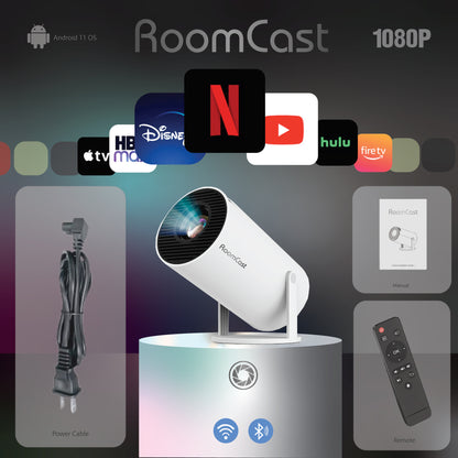 RoomCast™  Pro 1 Smart Projector - SmartHub | 130" Display | Bluetooth 5.0 & Wifi 6